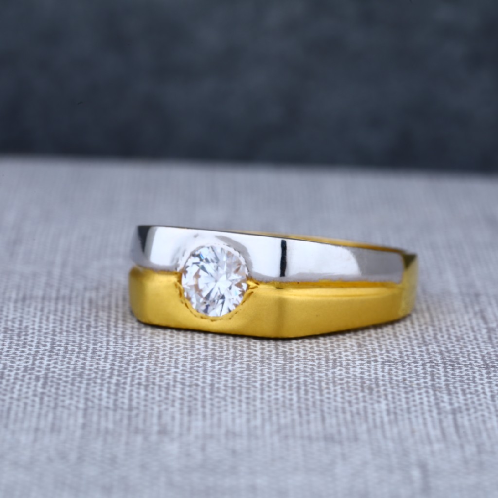 Mens Single Stone Fancy 22ct Gold Ring-MSR17