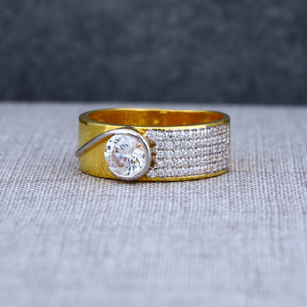 Mens Gold 22ct Fancy Single Stone Gold Ring-MSR15