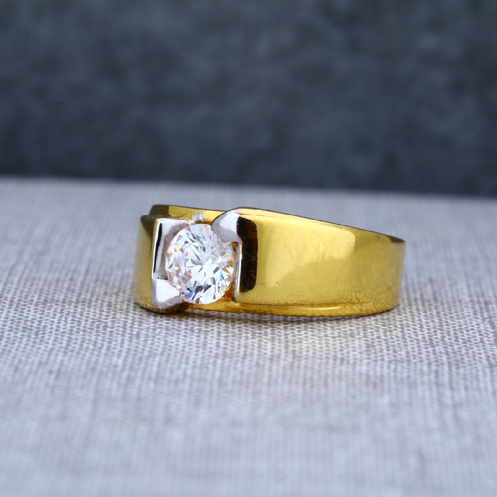 Mens Fancy Gold solitaire 22ct Ring-MSR12