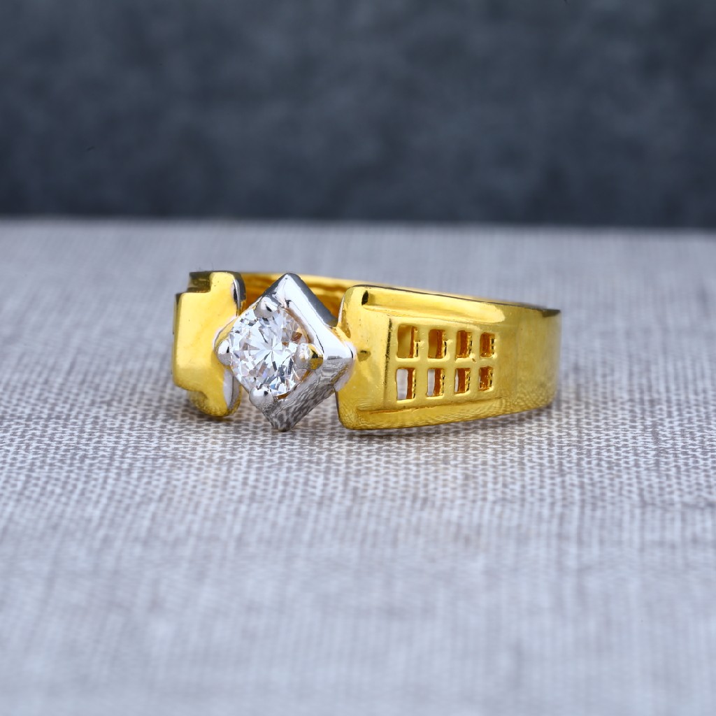 Mens 916 designer solitaire engagement gold ring-msr09