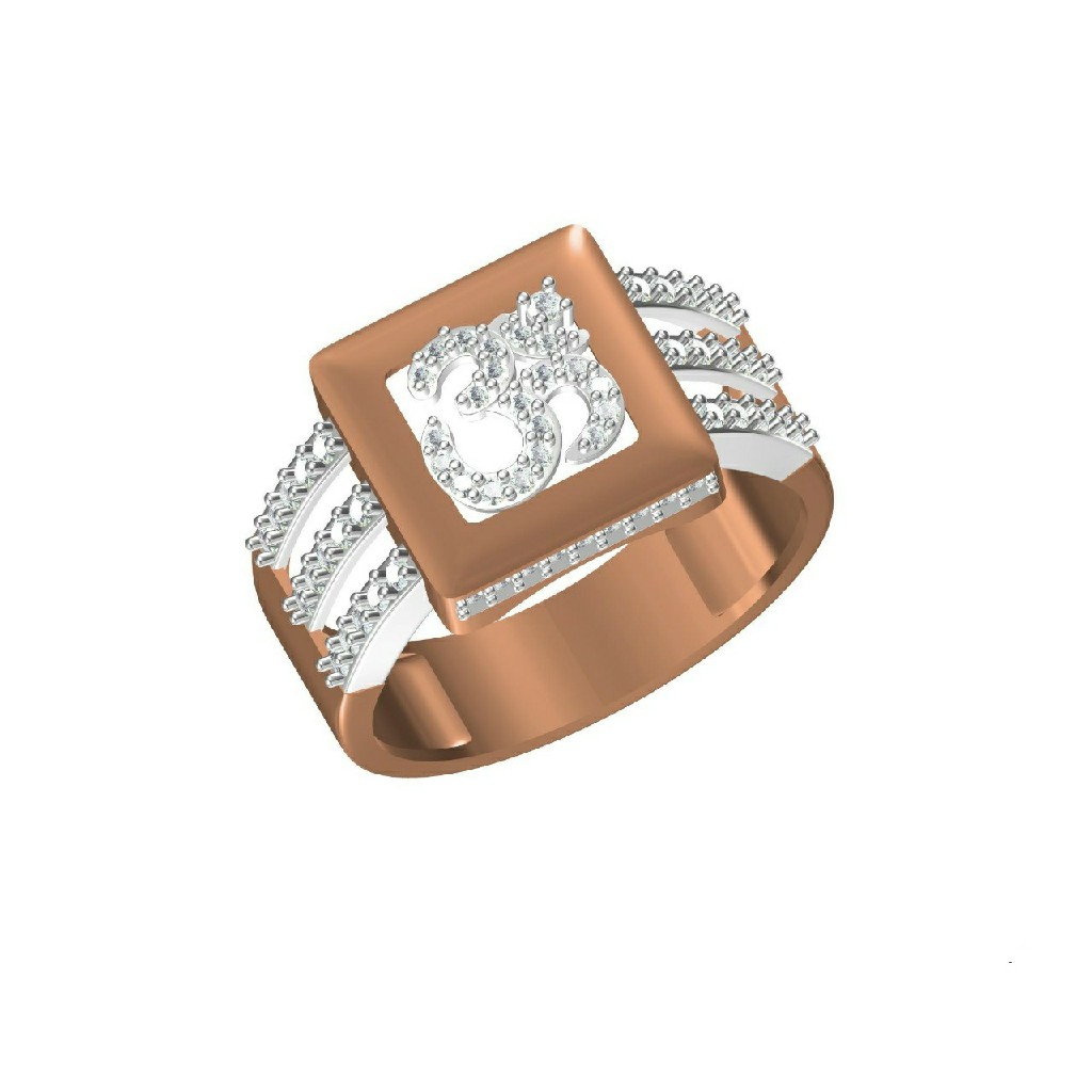 Rose Gold Designer Outwear Om Design Men's Ring-31321