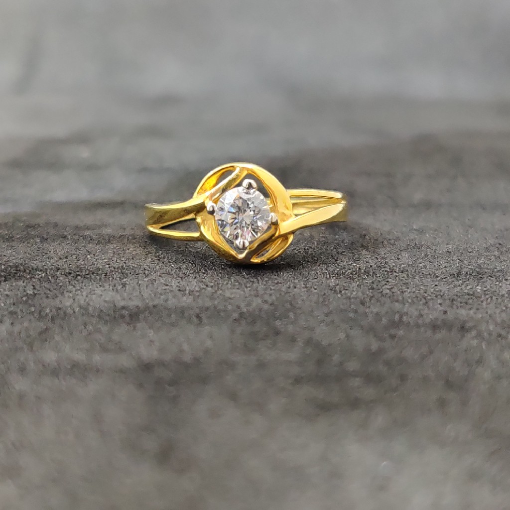 22Kt Girls Daily Wear Solitaire Gold Ring-21011