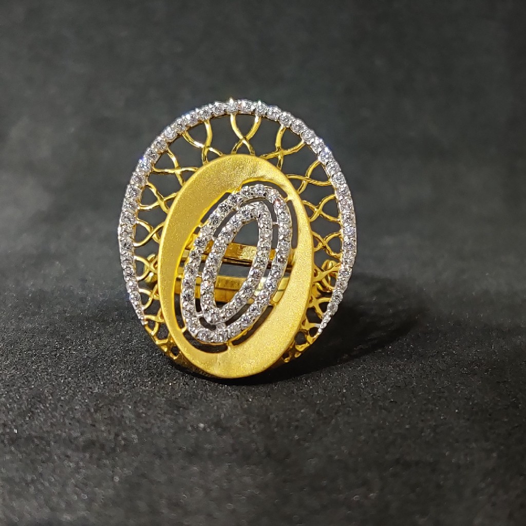 22kt girls festival wear white stone gold ring-15020