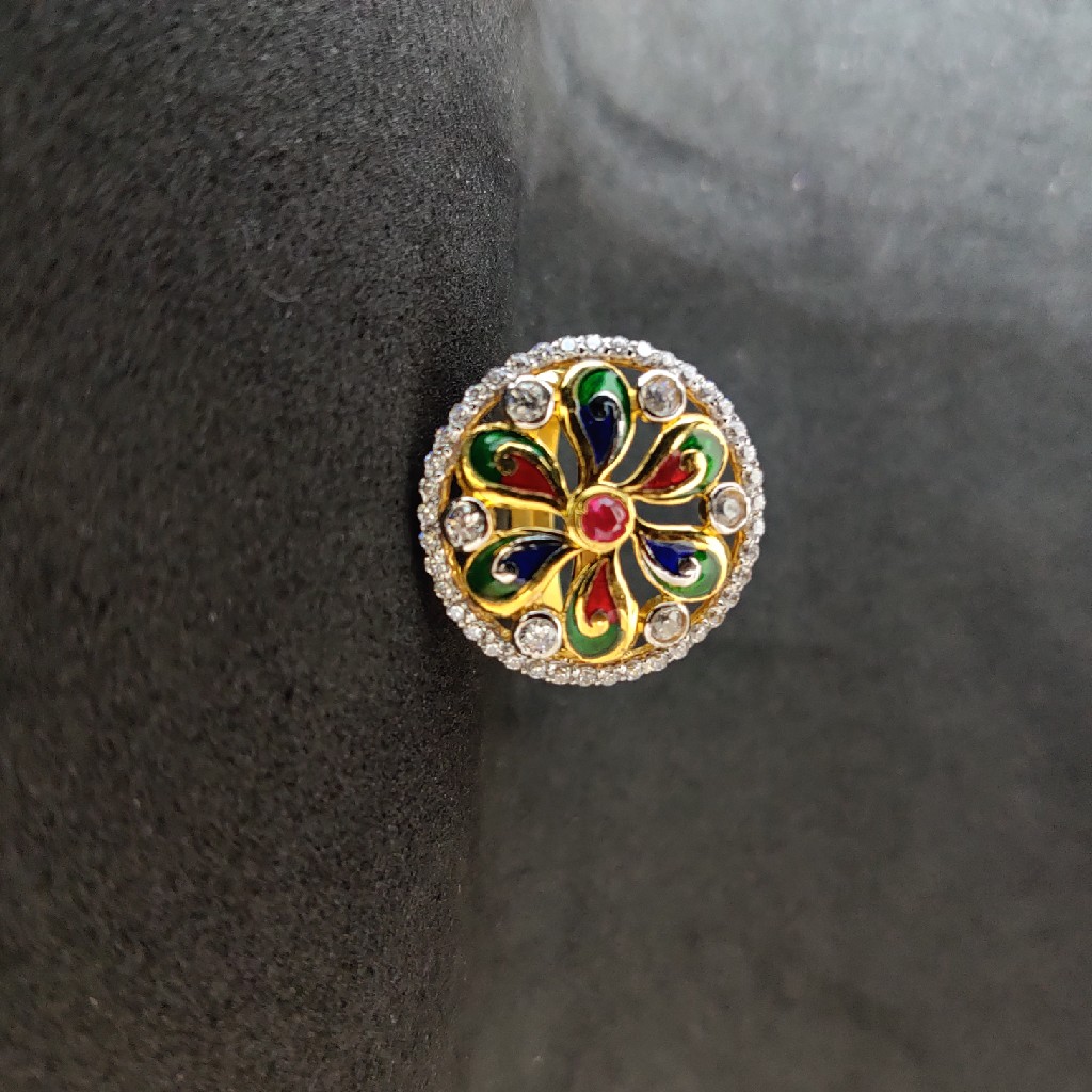 Women's 22Kt Desinger Colourful Ladies Gold Ring-15005