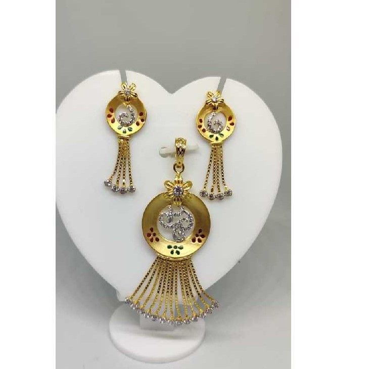22k ladies fancy gold pendant set-41810