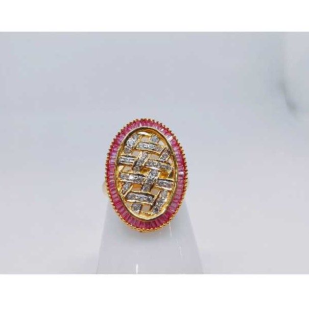 18k Ladies Fancy Gold Ring Lr-24047
