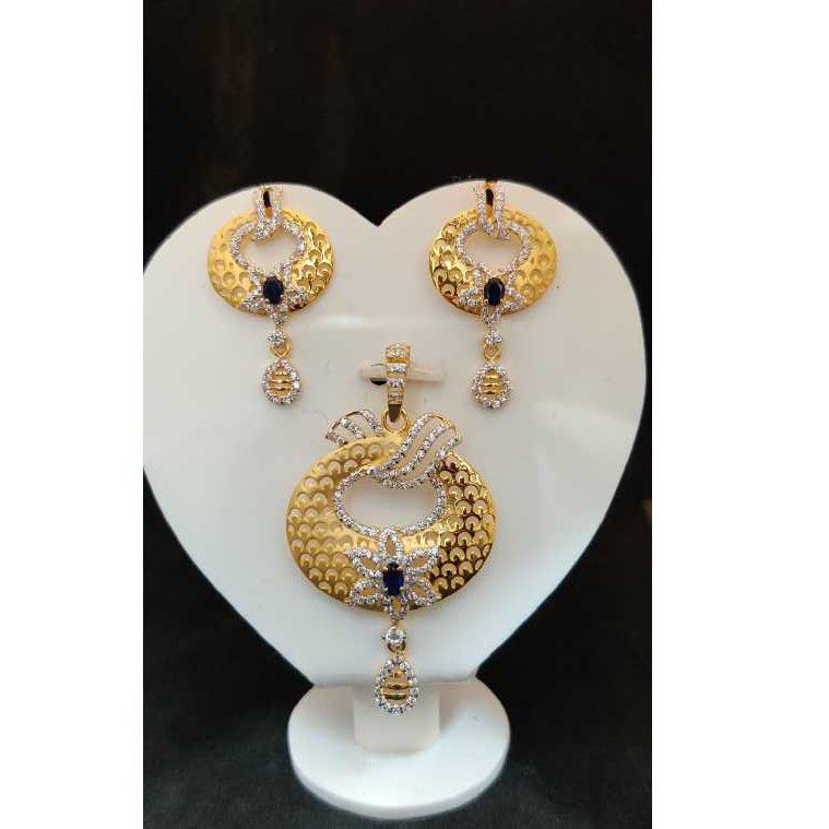 22k ladies fancy gold pendant set p-41805