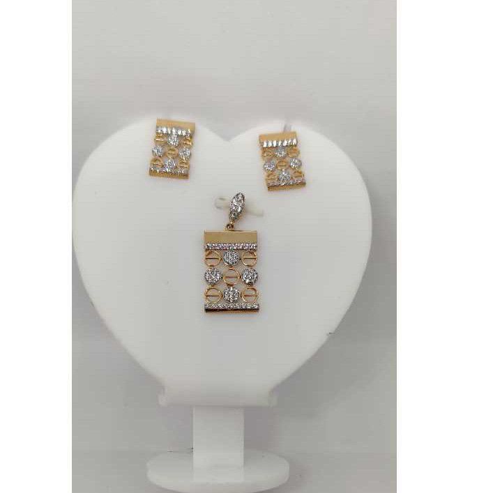 18k Ladies Fancy Rose Gold Pendant Set P-41522