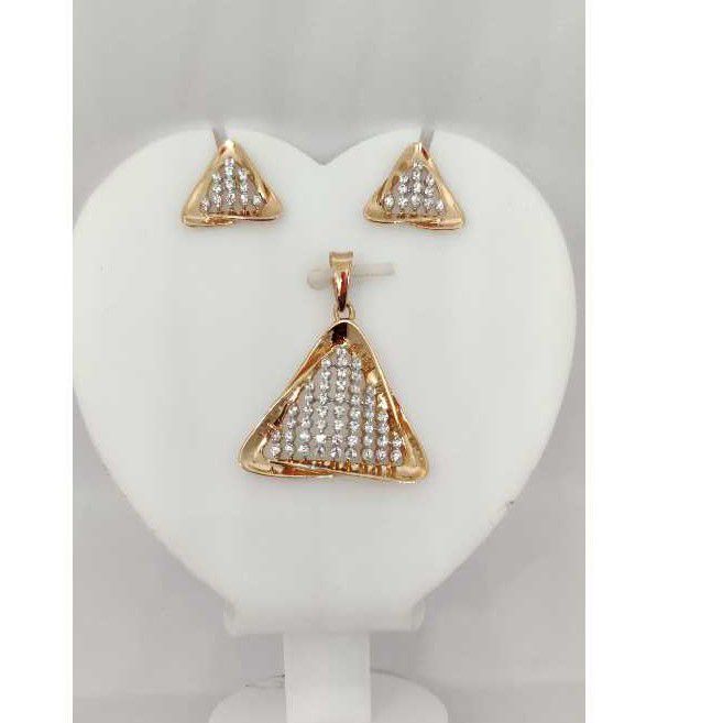 18k Ladies Fancy Rose Pendant Set P-41521
