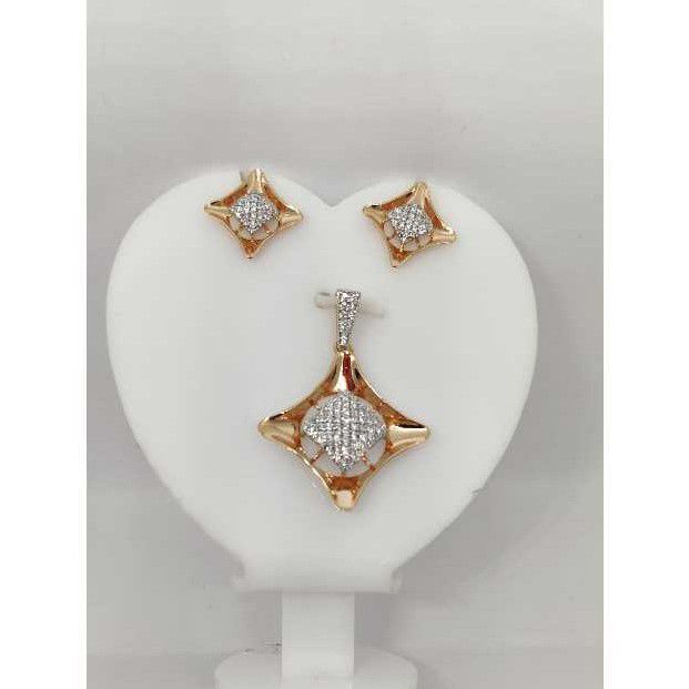 18k Fancy Ladies Rose Pendant Set P-41517