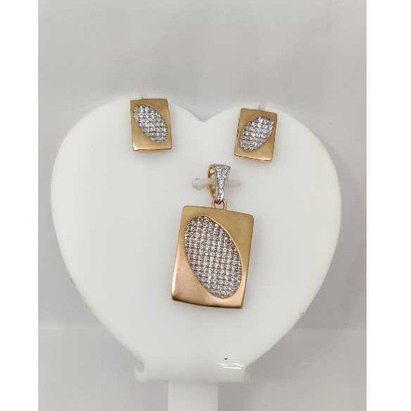 18k Ladies Fancy Rose Gold Pendant Set P-41516
