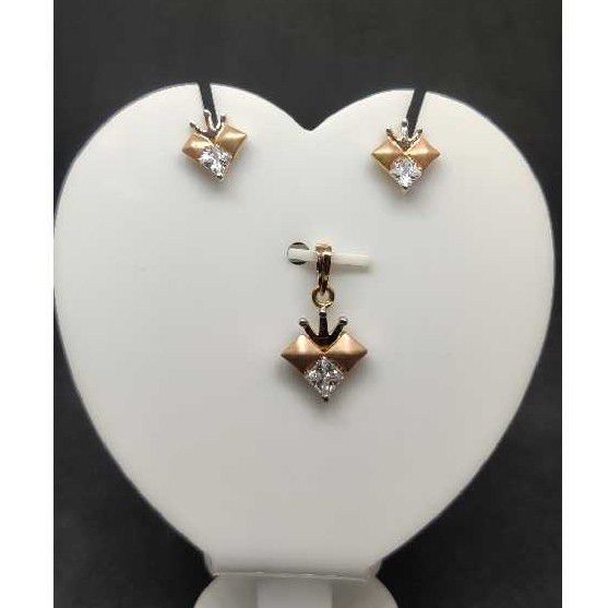18k Ladies Fancy Rose Pendant Set P-41514