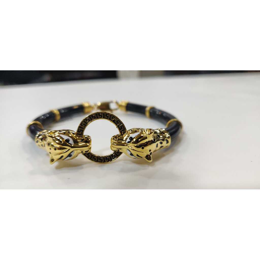 22k Gents Fancy Leather Bracelet G-4603