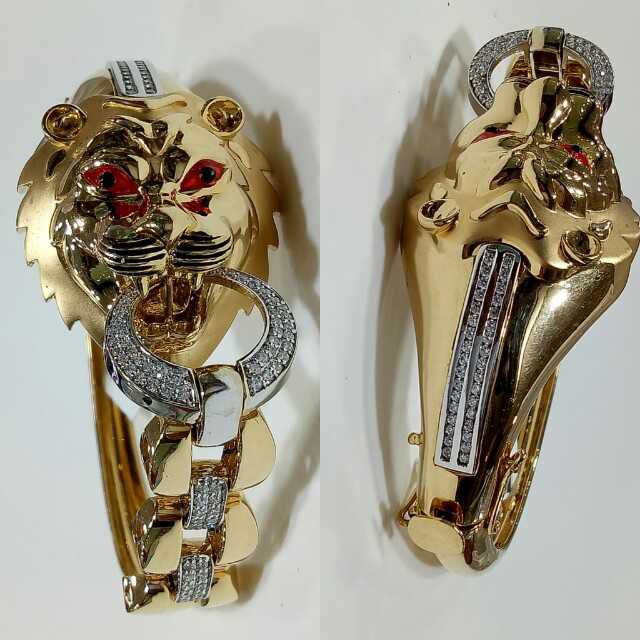 18k Gents Fancy Hollow Kada G-4109