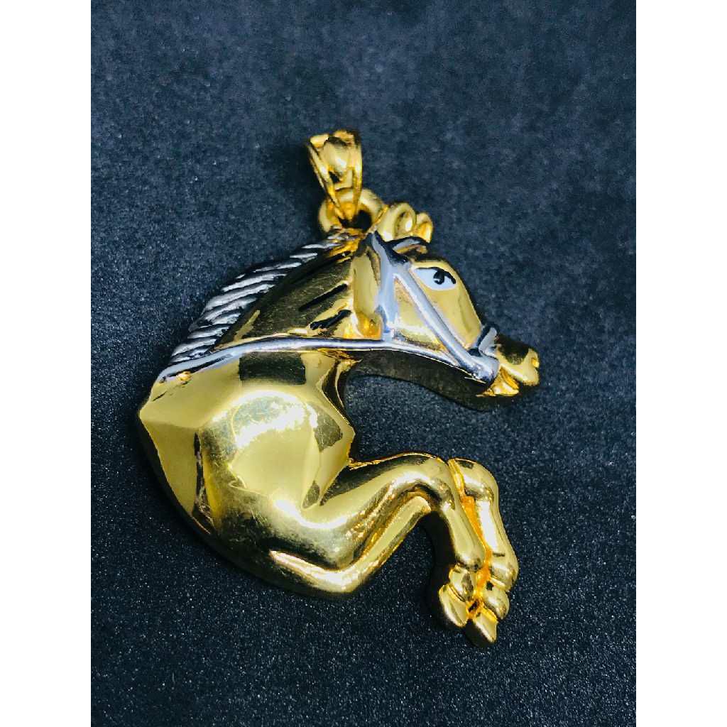 22k men's horse emerald gold pendant h- 46508