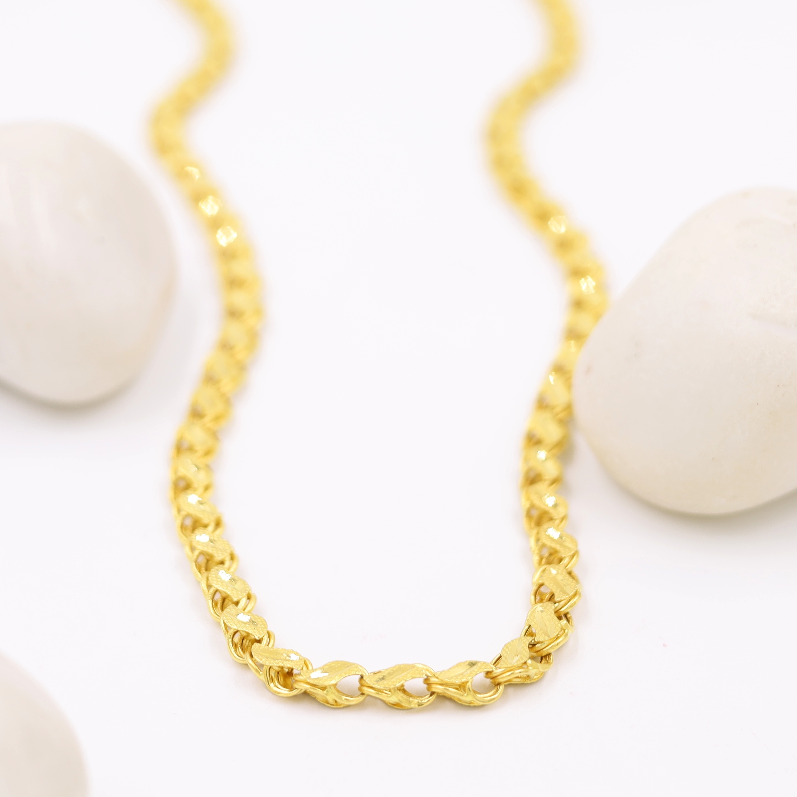 Spiral Pattern Dual Tone Gold Chain For Men
