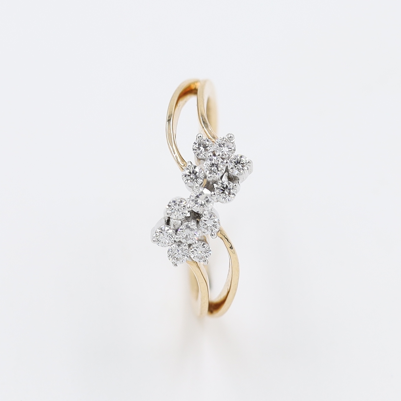 14kt Rose Gold Diamond Double Flower Ring