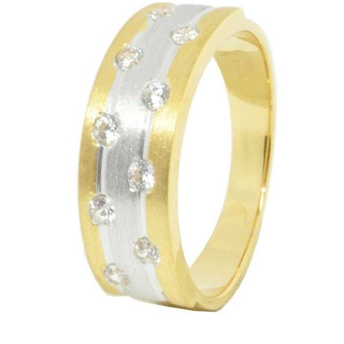 22KT Yellow Gold CZ Stone Wedding Band
