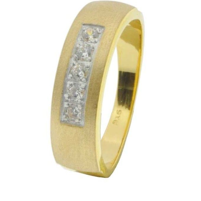 Natural Stone 916 Gold CZ Wedding Band