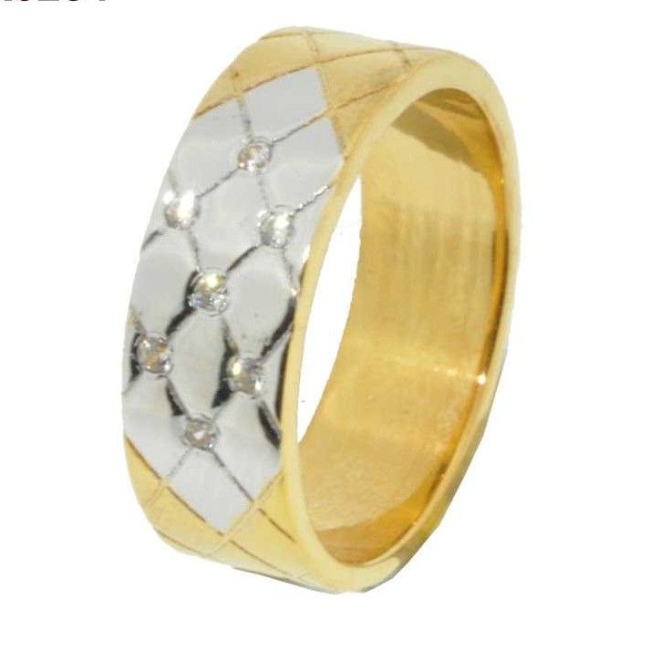916 Yellow Gold Ladies CZ Stone Wedding Bands