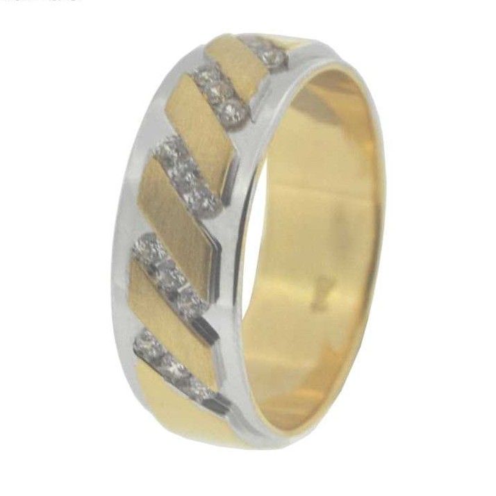 916 Gold CZ Stone Modern Bridal Bands
