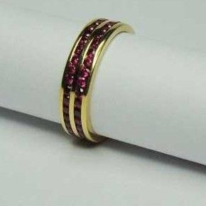 916 Gold Natural CZ Stone Ladies Bands