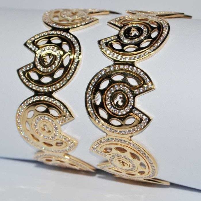 916 Gold Laser CNC CZ Stone Indian Ladies Bangles