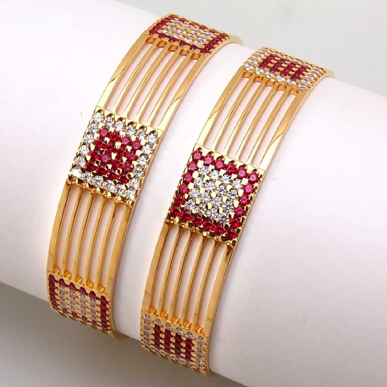 Studded Stone 916 Gold Fancy CNC CZ Bangles