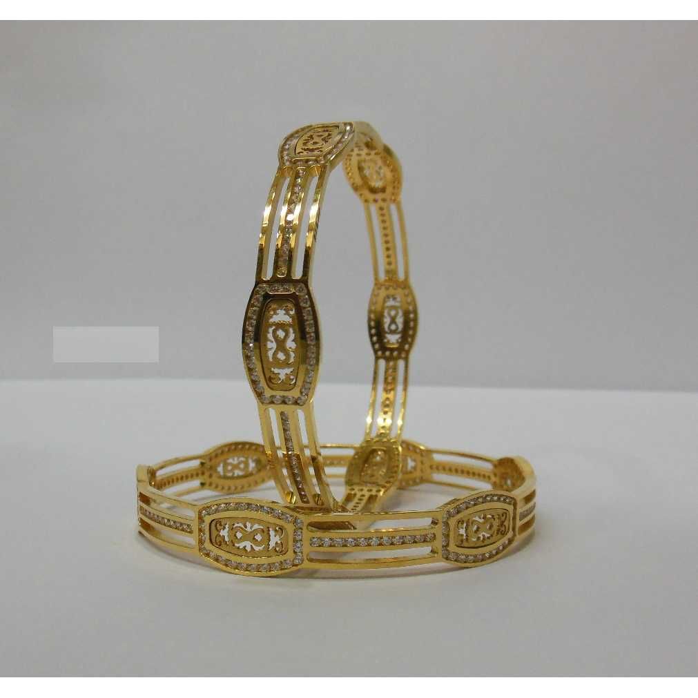 916 Designer Gold Laser CNC CZ Stone Bangles