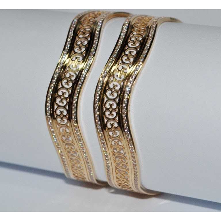 22K / 916 Gold Laser CNC CZ Stone Modern Bangles