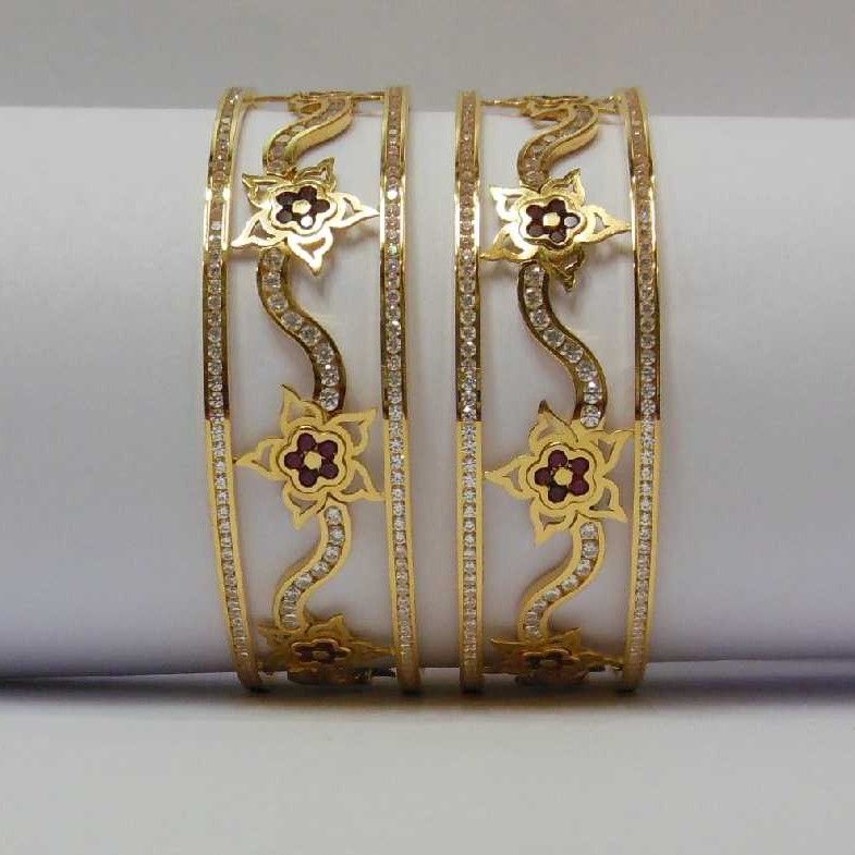 22KT Gold Fancy CNC CZ Stone Stunning Kadli