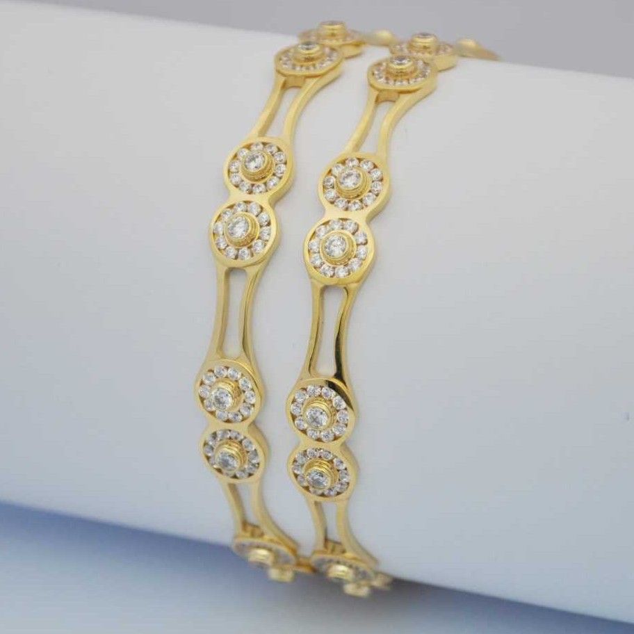 22KT Gold Stunning Indian CNC CZ Bangles