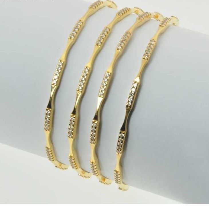 Modern 22K / 916 Gold CNC CZ Stone Bangles