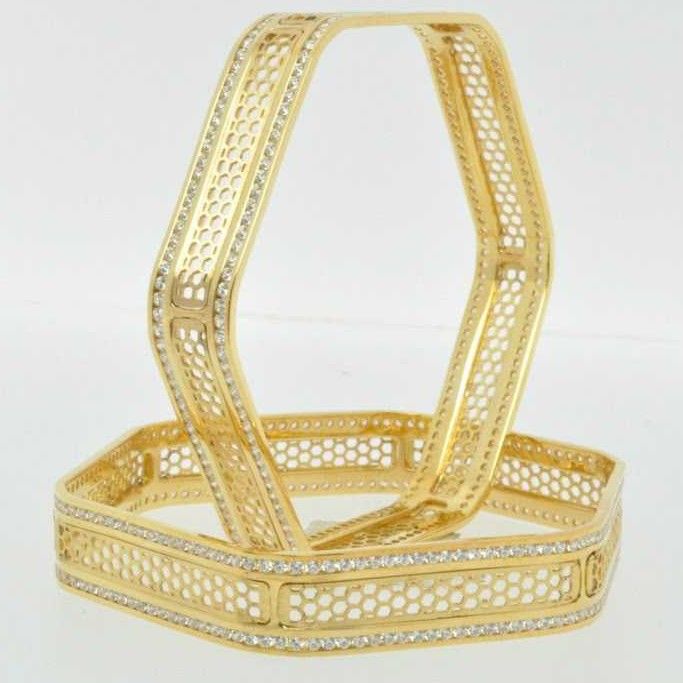 22KT Gold Laser CNC Indian Ladies CZ Stone Bangles