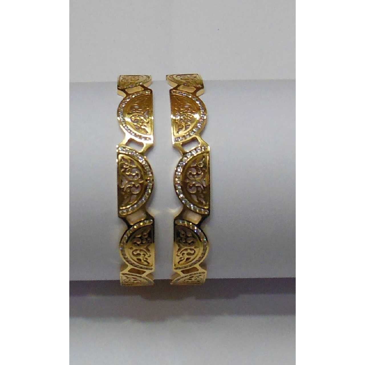 916 Yellow CNC CZ Stone Antique Bangles