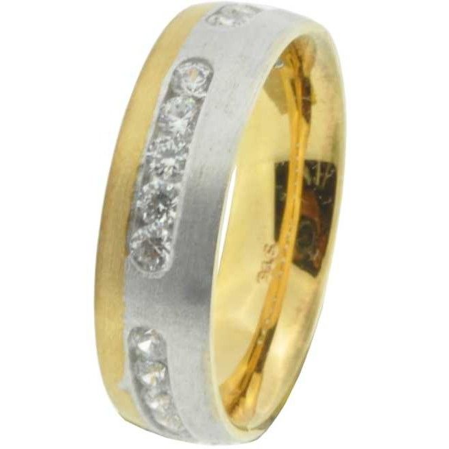 22KT Yellow Gold CZ Stone Designer Couple Band