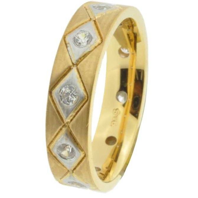 22KT Gold Casual Indian CZ Stone Wedding Band