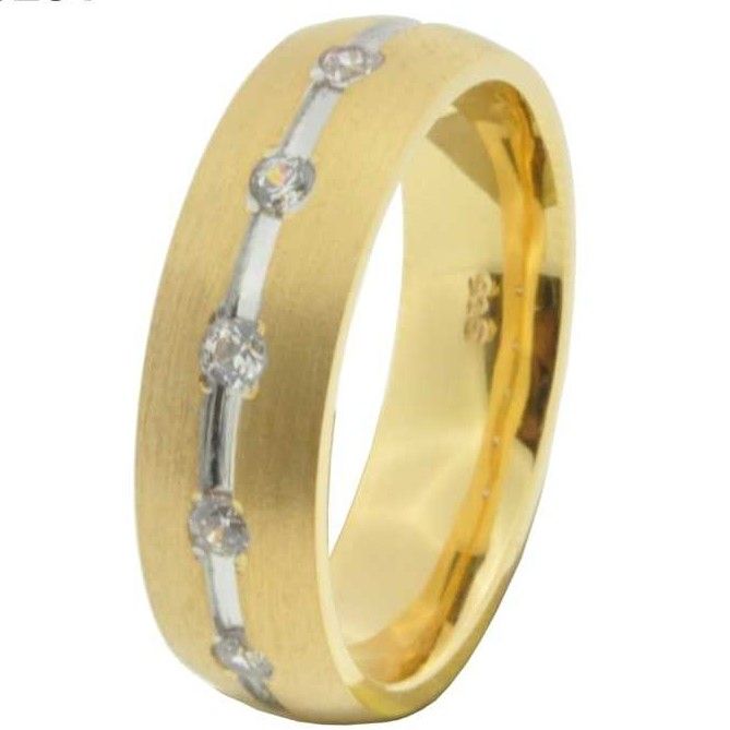 916 Gold Ladies Indian CZ Stone Designer Band