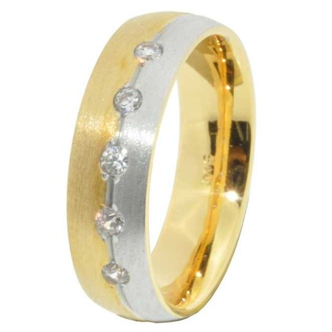 22KT Gold Fancy CZ Stone Wedding Band