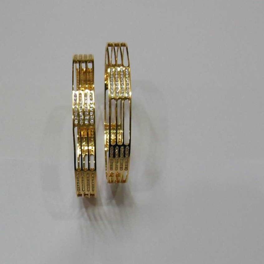 916 Yellow Gold Casual Laser CNC CZ Stone Bangles