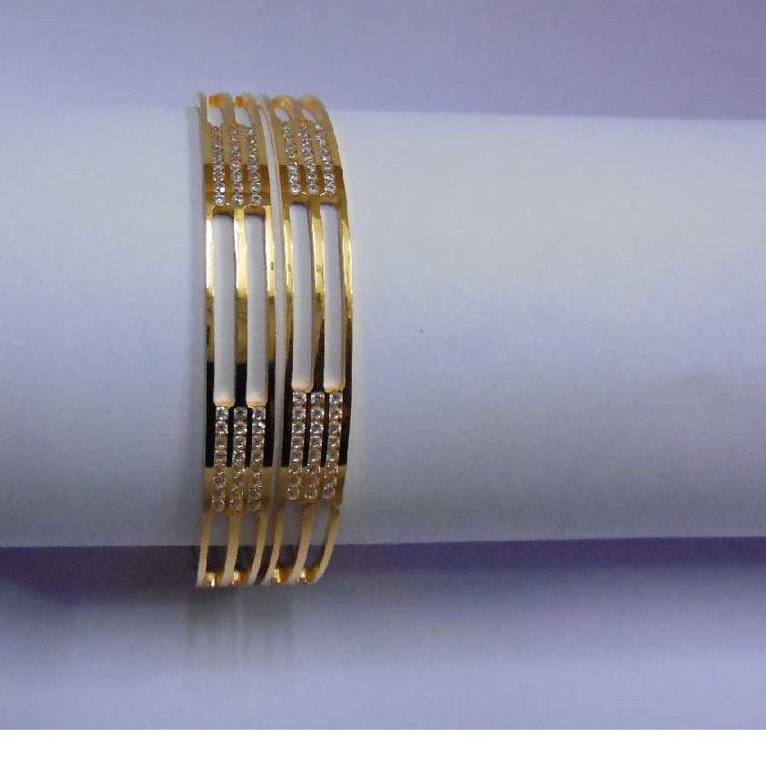 22KT Ladies Casual Laser CNC CZ Stone Bangles