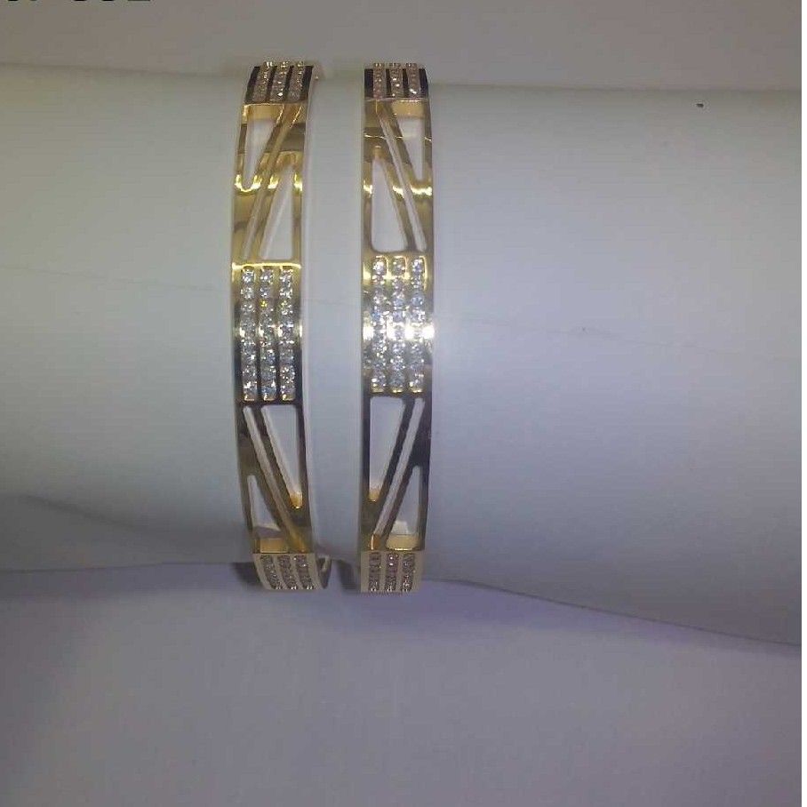 22KT Gold Laser CZ CNC Designer Bangles