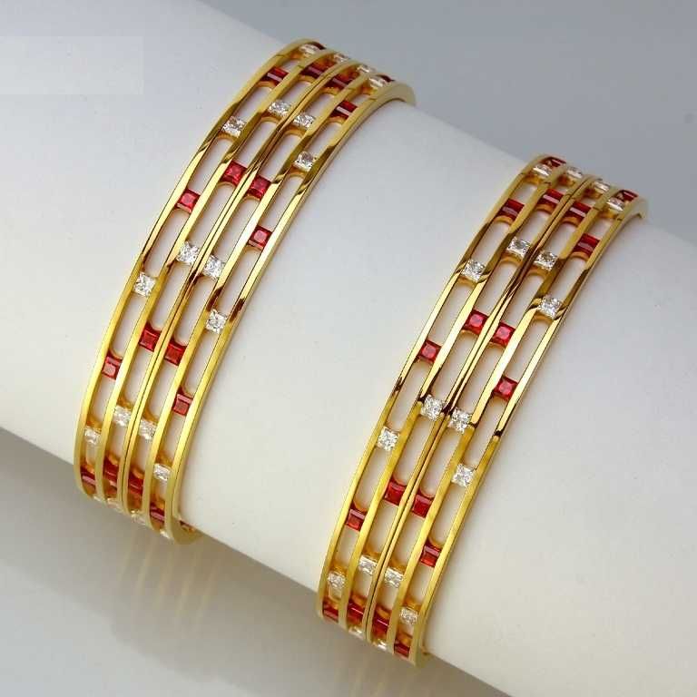22KT Gold Fancy CZ Bangles