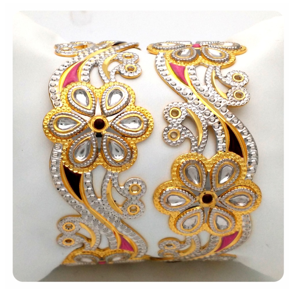 GOLD HALLMARK CNC + POLKI + MINA BANGLE - ECLJ1138