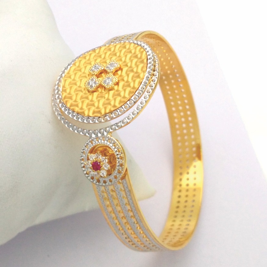 Gold hallmark lock bangle - ll1089