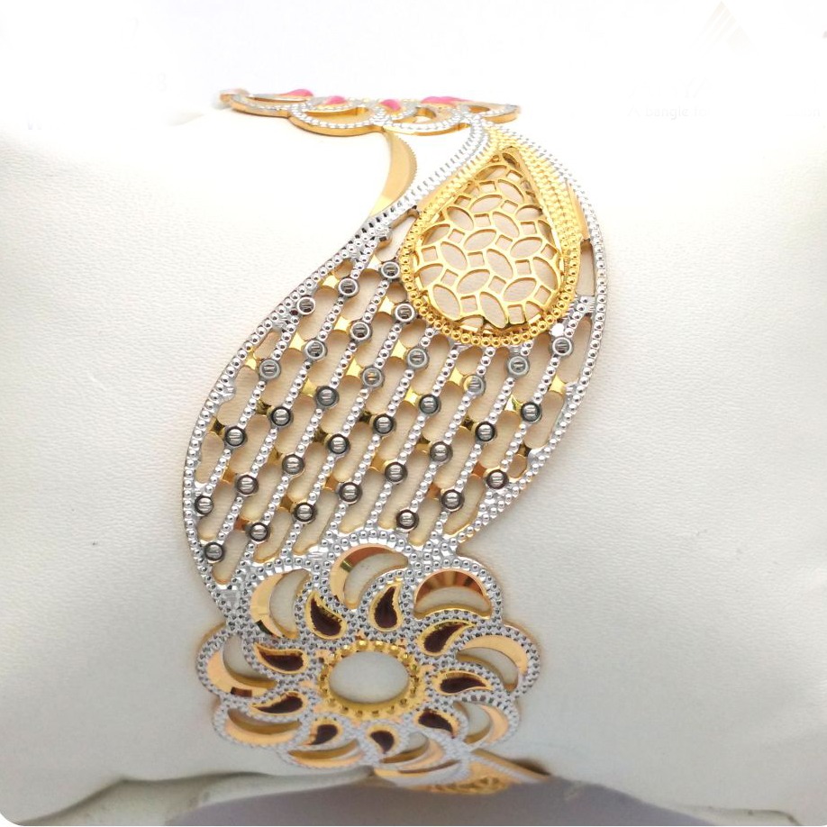 Gold hallmark cnc +jali + mina bangle - eCLJ728