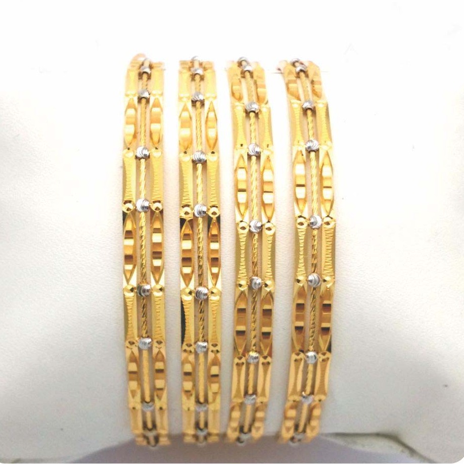 Gold Hallmark Plain + Tar Mani Bangle - Sml710
