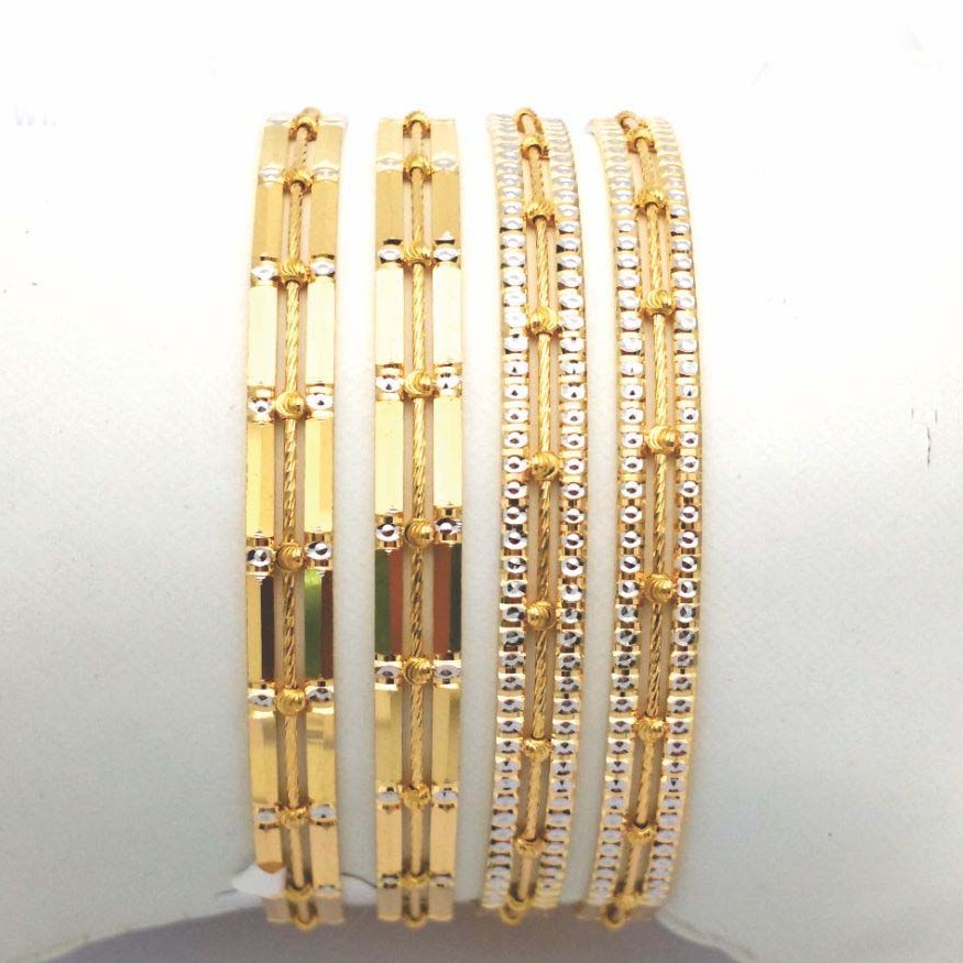 Gold Hallmark Plain + Tar Mani Bangle - Sml706