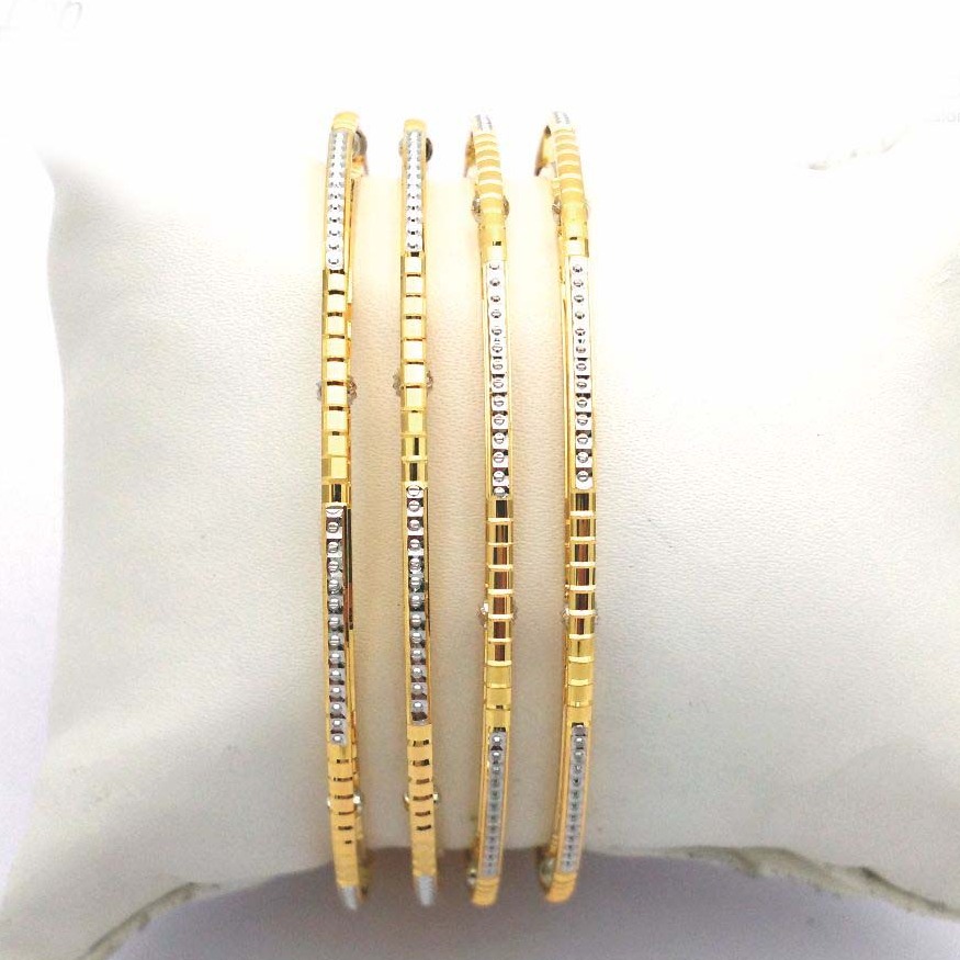 Gold Hallmark Plain + Mani Bangle - Sml684