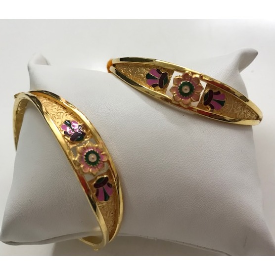 916 Gold Flower Design Meenakari Kadli DC-B006